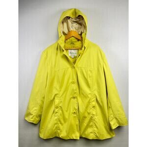 Women’s Weatherproof, Butter Yellow Rain Jacket Trench Coat 3XL￼